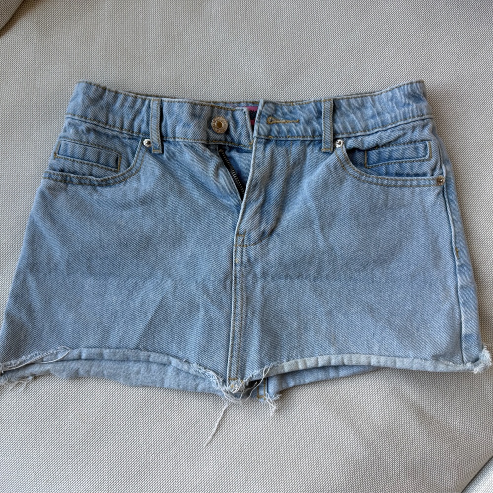 Edikted Pale Blue Denim Mini Skirt